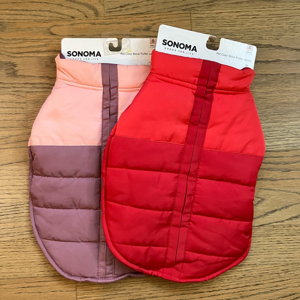 Dog, Sonoma, Red Block Puffer Coat/Jacket, Size: Small, NWT